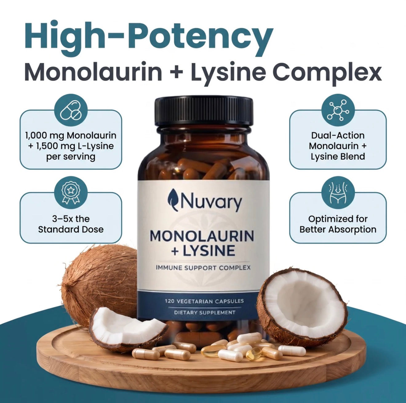 Monolaurin +Lysine Antiviral Capsules